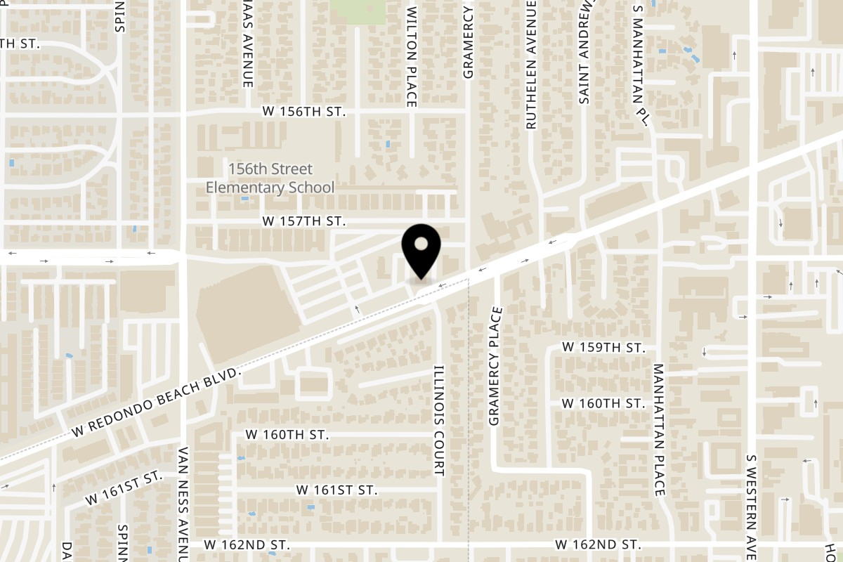 Map showing the location of Sushi Bei on 2021 W Redondo Beach Blvd in Gardena